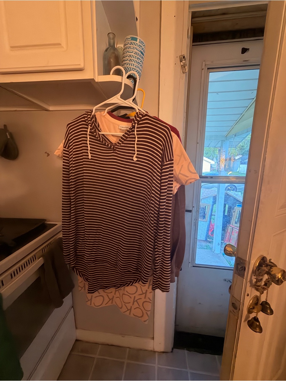 Maurices Brown & White Striped V-Neck Sweater
